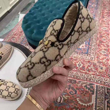 Load image into Gallery viewer, Gucci Unisex GG Wool Loafer in Beige and Ebony GG Wool