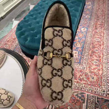 Load image into Gallery viewer, Gucci Unisex GG Wool Loafer in Beige and Ebony GG Wool