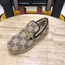 Load image into Gallery viewer, Gucci Unisex GG Wool Loafer in Beige and Ebony GG Wool
