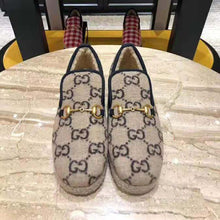 Load image into Gallery viewer, Gucci Unisex GG Wool Loafer in Beige and Ebony GG Wool