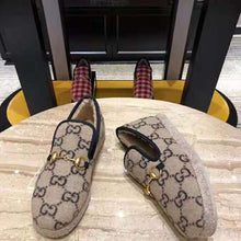 Load image into Gallery viewer, Gucci Unisex GG Wool Loafer in Beige and Ebony GG Wool