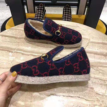 Load image into Gallery viewer, Gucci Unisex GG Wool Loafer in Blue and Red GG Wool