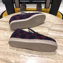 Load image into Gallery viewer, Gucci Unisex GG Wool Loafer in Blue and Red GG Wool