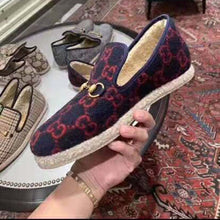 Load image into Gallery viewer, Gucci Unisex GG Wool Loafer in Blue and Red GG Wool