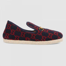 Load image into Gallery viewer, Gucci Unisex GG Wool Loafer in Blue and Red GG Wool