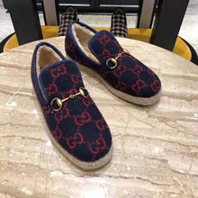 Load image into Gallery viewer, Gucci Unisex GG Wool Loafer in Blue and Red GG Wool