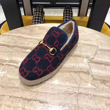 Load image into Gallery viewer, Gucci Unisex GG Wool Loafer in Blue and Red GG Wool