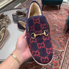 Load image into Gallery viewer, Gucci Unisex GG Wool Loafer in Blue and Red GG Wool