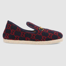 Load image into Gallery viewer, Gucci Unisex GG Wool Loafer in Blue and Red GG Wool