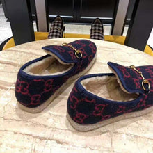 Load image into Gallery viewer, Gucci Unisex GG Wool Loafer in Blue and Red GG Wool