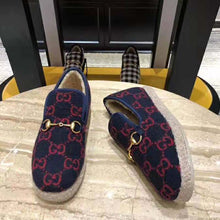 Load image into Gallery viewer, Gucci Unisex GG Wool Loafer in Blue and Red GG Wool