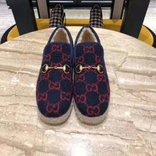 Load image into Gallery viewer, Gucci Unisex GG Wool Loafer in Blue and Red GG Wool