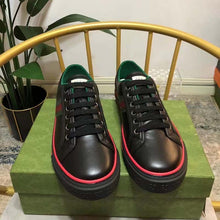 Load image into Gallery viewer, Gucci Unisex Gucci Tennis 1977 Sneaker Black Leather Green Red Web Flat
