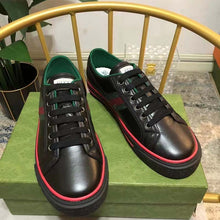 Load image into Gallery viewer, Gucci Unisex Gucci Tennis 1977 Sneaker Black Leather Green Red Web Flat