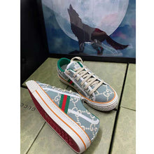 Load image into Gallery viewer, Gucci Unisex Gucci Tennis 1977 Sneaker Light Blue Ivory GG Stretch Cotton