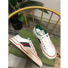 Load image into Gallery viewer, Gucci Unisex Gucci Tennis 1977 Sneaker White Leather Green Red Web Flat