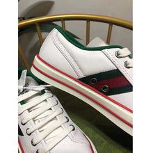 Load image into Gallery viewer, Gucci Unisex Gucci Tennis 1977 Sneaker White Leather Green Red Web Flat
