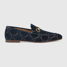 Load image into Gallery viewer, Gucci Unisex Jordaan GG Velvet Loafer-Navy