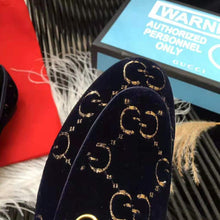 Load image into Gallery viewer, Gucci Unisex Jordaan GG Velvet Loafer-Navy