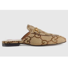 Load image into Gallery viewer, Gucci Unisex Jumbo GG Princetown Slipper Camel Ebony Jumbo GG Canvas
