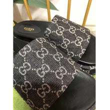 Load image into Gallery viewer, Gucci Unisex Platform Slide Sandal Black Ivory GG Denim Mid 5.6 cm Heel