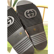 Load image into Gallery viewer, Gucci Unisex Platform Slide Sandal Black Ivory GG Denim Mid 5.6 cm Heel