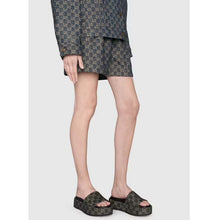 Load image into Gallery viewer, Gucci Unisex Platform Slide Sandal Black Ivory GG Denim Mid 5.6 cm Heel
