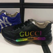 Load image into Gallery viewer, Gucci Unisex Rhyton Gucci Logo Leather Sneaker-Black