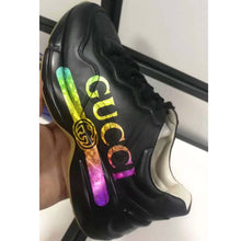 Load image into Gallery viewer, Gucci Unisex Rhyton Gucci Logo Leather Sneaker-Black