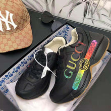 Load image into Gallery viewer, Gucci Unisex Rhyton Gucci Logo Leather Sneaker-Black