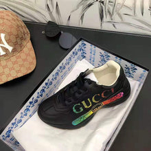 Load image into Gallery viewer, Gucci Unisex Rhyton Gucci Logo Leather Sneaker-Black