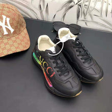 Load image into Gallery viewer, Gucci Unisex Rhyton Gucci Logo Leather Sneaker-Black