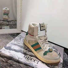 Load image into Gallery viewer, Gucci Unisex Screener GG High-Top Sneaker in Beige Original GG Canvas and Leather