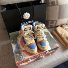 Load image into Gallery viewer, Gucci Unisex Screener GG High-Top Sneaker in Blue Perforated and Off-White Leather