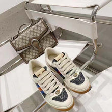 Load image into Gallery viewer, Gucci Unisex Screener GG Sneaker Blue Ivory Web Cream Scrap Less Leather