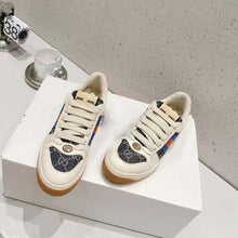 Load image into Gallery viewer, Gucci Unisex Screener GG Sneaker Blue Ivory Web Cream Scrap Less Leather
