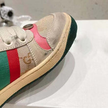 Load image into Gallery viewer, Gucci Unisex Screener Leather Sneaker GG Canvas Green Orange Web 3cm Heel