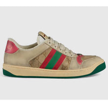 Load image into Gallery viewer, Gucci Unisex Screener Leather Sneaker GG Canvas Green Orange Web 3cm Heel