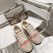 Load image into Gallery viewer, Gucci Unisex Screener Leather Sneaker GG Canvas Green Orange Web 3cm Heel