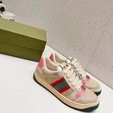 Load image into Gallery viewer, Gucci Unisex Screener Leather Sneaker GG Canvas Green Orange Web 3cm Heel