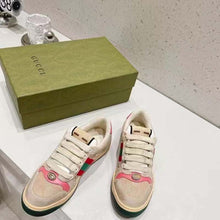 Load image into Gallery viewer, Gucci Unisex Screener Leather Sneaker GG Canvas Green Orange Web 3cm Heel