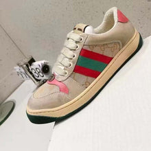 Load image into Gallery viewer, Gucci Unisex Screener Leather Sneaker GG Canvas Green Orange Web 3cm Heel