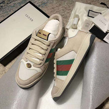Load image into Gallery viewer, Gucci Unisex Screener Leather Sneaker White Perforated and Off-White Leather
