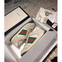Load image into Gallery viewer, Gucci Unisex Screener Leather Sneaker White Perforated and Off-White Leather