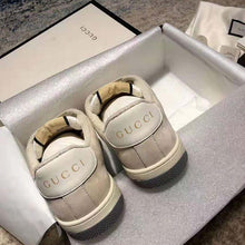 Load image into Gallery viewer, Gucci Unisex Screener Leather Sneaker White Perforated and Off-White Leather