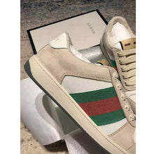 Load image into Gallery viewer, Gucci Unisex Screener Leather Sneaker White Perforated and Off-White Leather