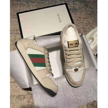Load image into Gallery viewer, Gucci Unisex Screener Leather Sneaker White Perforated and Off-White Leather