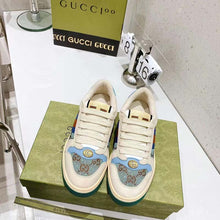Load image into Gallery viewer, Gucci Unisex Screener Sneaker Crystals Brown Blue GG Canvas 3.6 cm Heel