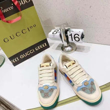 Load image into Gallery viewer, Gucci Unisex Screener Sneaker Crystals Brown Blue GG Canvas 3.6 cm Heel