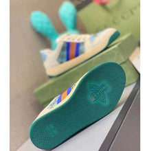 Load image into Gallery viewer, Gucci Unisex Screener Sneaker Crystals Brown Blue GG Canvas 3.6 cm Heel